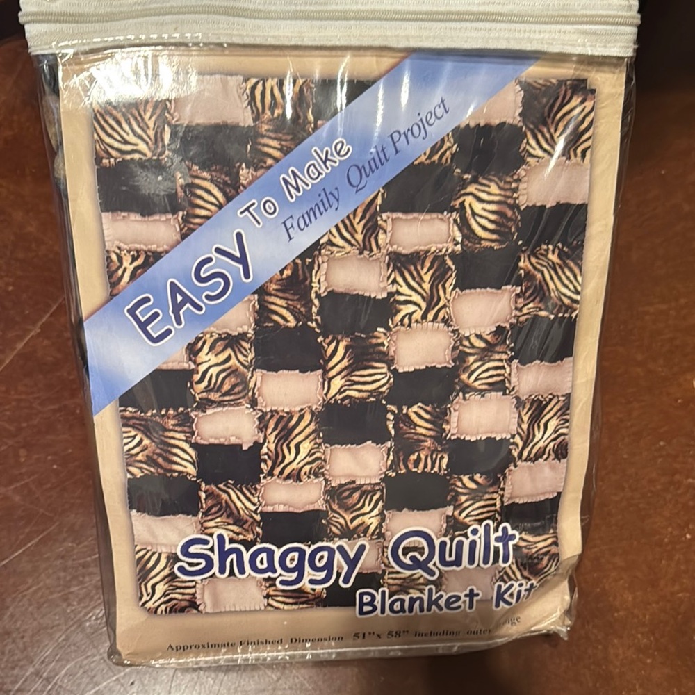 Shaggy Quilt in Black and Beige with Checkerboard Pattern